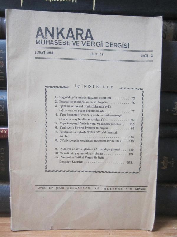 Ankara Muhasebe ve Vergi Dergisi - Şubat 1989 - Cilt 18 Sayı 2