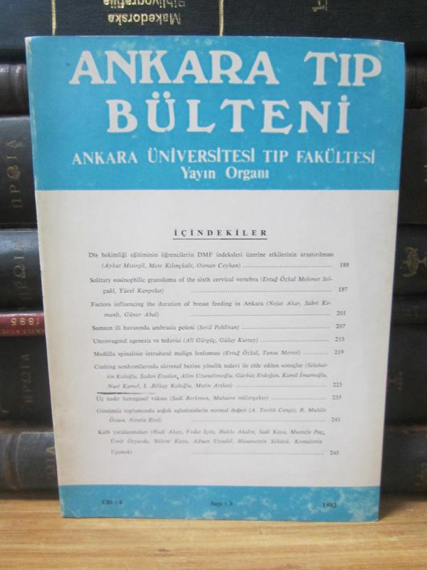 Ankara Üniversitesi Tıp Fakültesi - Ankara Tıp Bülteni - Cilt 4 Sayı 3 - Yıl 1982