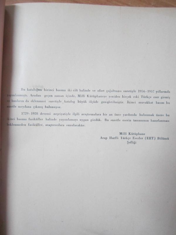 Arap Harfli Türkçe Kitapların Kataloğu - Genişletilmiş İkinci Basım 1956 - 1957