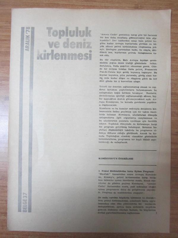 Avrupa Topluluğu Dergisi - Aralık '78 - BELGE 37: Topluluk ve Deniz Kirlenmesi