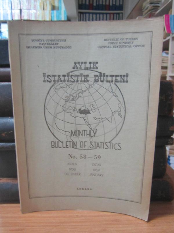 Aylık İstatistik Bülteni - Bulletin of Statistics – No 58-59 - Aralık/December 1958 - Ocak/January 1959