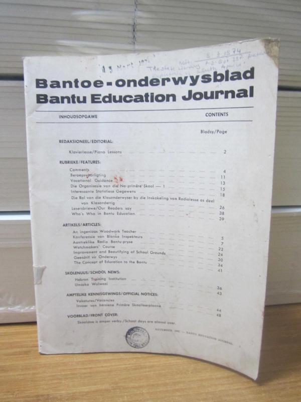 Bantoe-onderwysblad / Bantu Education Journal - November 1967