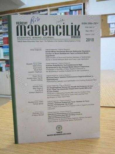 Bilimsel Madencilik Dergisi - Cilt 57 Sayı 2 - Haziran 2018 - TMMOB Maden Mühendisleri Odası