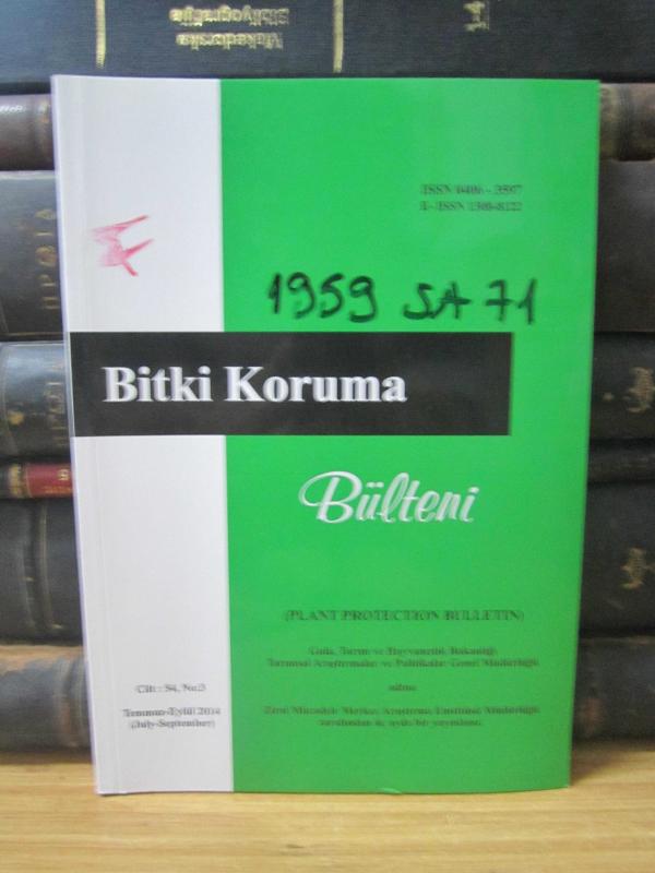 Bitki Koruma Bülteni - Cilt 54 Sayı 3 - Temmuz-Eylül 2014 - Gıda Tarım ve Hayvancılık Bakanlığı Zirai Mücadele ve Zirai Karantina Genel Müdürlüğü