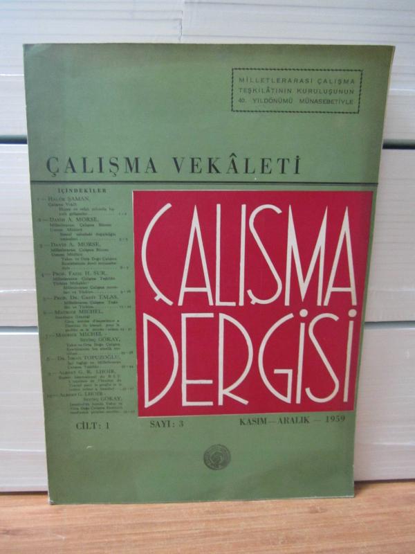 ÇALIŞMA VEKALETİ ÇALIŞMA DERGİSİ - CİLT 1 -  SAYI 3 - KASIM ARALIK 1959