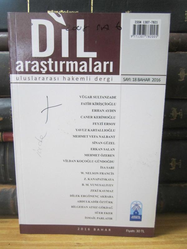 Dil Araştırmaları Dergisi - Sayı 18 - Bahar 2016 - Avrasya Yazarlar Birliği