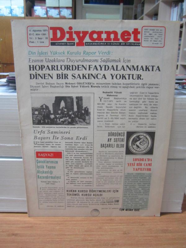 Diyanet Gazetesi - Sayı 25 (15 Ağustos 1971)