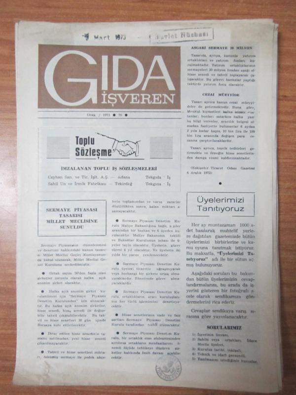 Gıda İşveren - 1973 ve 1974 Yılı Tüm Sayılar TAKIM 24 Farklı Sayı TAKIM (Mevcut Sayılar 70-93 ve Arası) - Türkiye Gıda Sanayii İşverenleri Sendikası