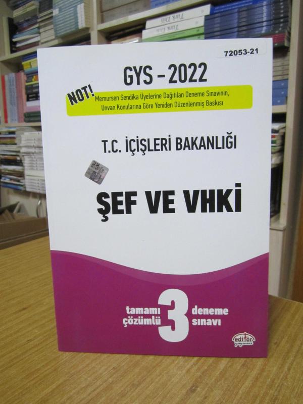 GYS 2022 T.C. İçişleri Bakanlığı Şef ve VHKİ / Tamamı Çözümlü 3 Deneme Sınavı