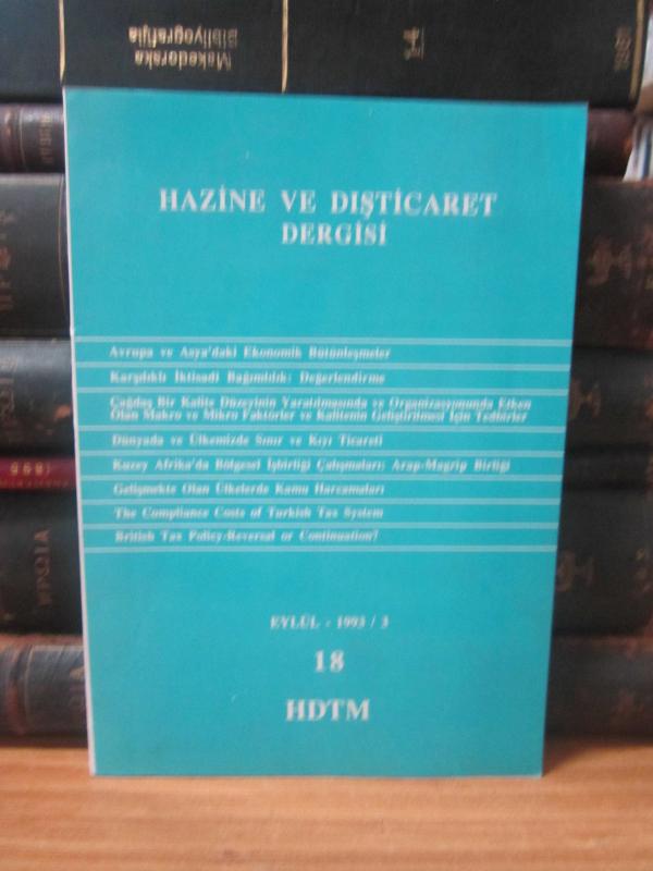 HDT Hazine ve Dış Ticaret Dergisi - Eylül 1993 / 3 - Sayı 18