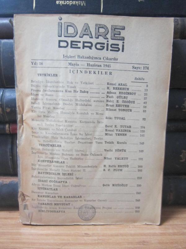 İdare Dergisi - Mayıs Haziran 1945 - Sayı 174