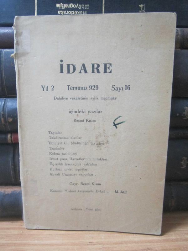 İdare Dergisi - Temmuz 1929 - Sayı 16