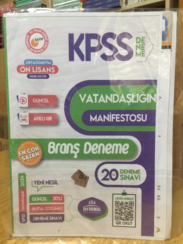 İnformal 2024 KPSS Lise Ortaöğretim Ön Lisans Vatandaşlığın Manifestosu 20 Deneme Çözümlü İnformal Yayınları