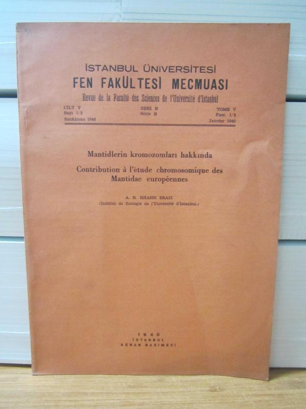 İstanbul Üniversitesi Fen Fakültesi Mecmuası - Cilt 5 Sayı 1/2 - Seri B - Sonkanun 1940 - A. R. Rhasis Erazi