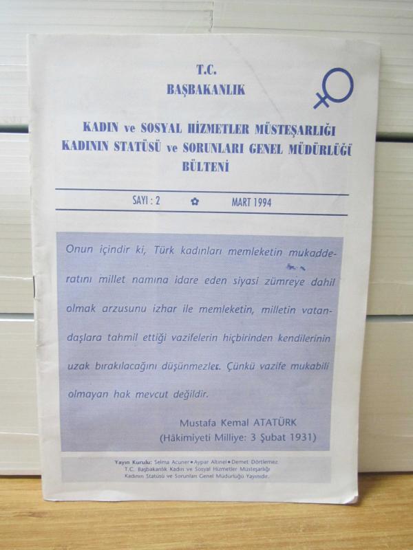 Kadının Statüsü ve Sorunları Genel Müdürlüğü Bülteni - Sayı 2 - Mart 1994 - TC Başbakanlık Kadın ve Sosyal Hizmetler Müsteşarlığı