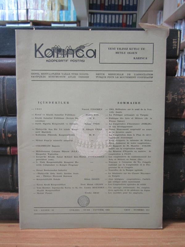 Karınca Kooperatif Postası - Türk Kooperatifçilik Kurumu - Sayı 313 - Ocak 1963