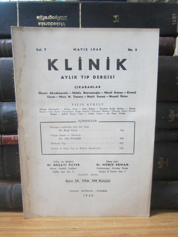 Klinik Aylık Tıp Dergisi - Cilt 7 Sayı 5 - Mayıs 1949