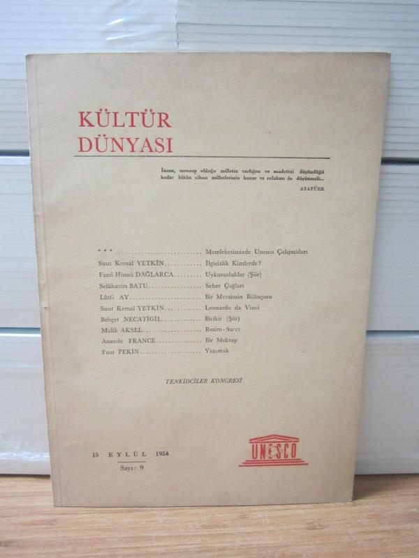KÜLTÜR DÜNYASI - 15 EYLÜL 1954 - SAYI 9 - UNESCO TÜRKİYE MİLLİ KOMİSYONU