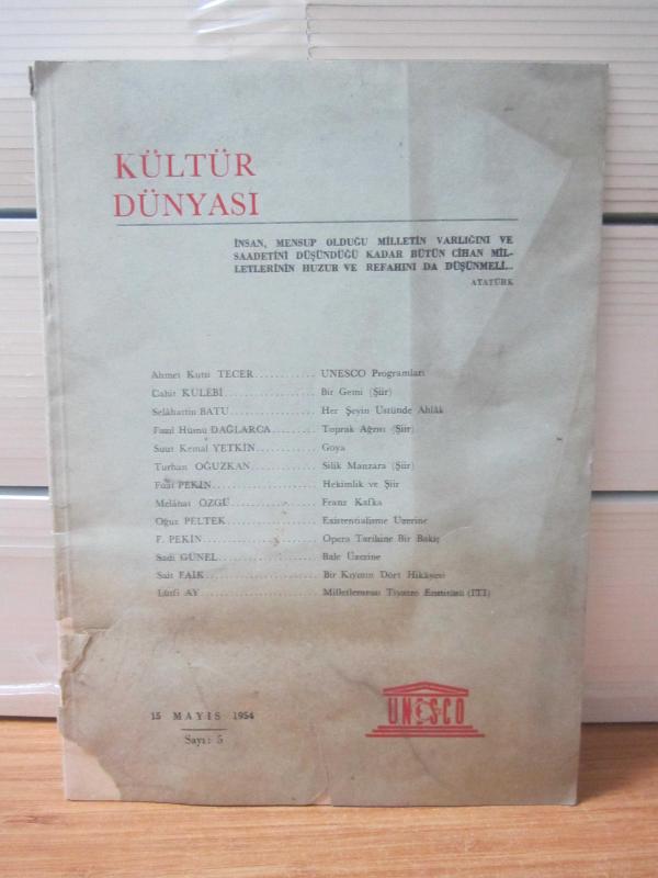 KÜLTÜR DÜNYASI - 15 MAYIS 1954 - SAYI 5 - UNESCO TÜRKİYE MİLLİ KOMİSYONU
