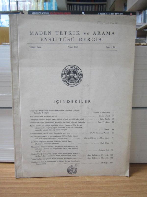 Maden Tetkik ve Arama Enstitüsü Dergisi - Sayı 86 -  Yıl 1976