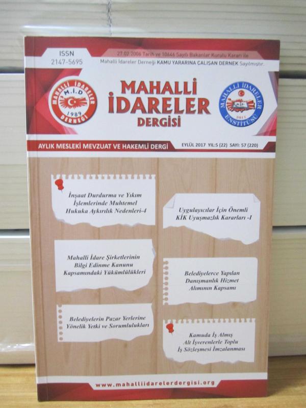 MAHALLİ İDARELER DERGİSİ - Ekim 2017 - Mahalli İdareler Derneği