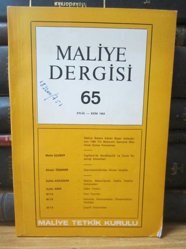 Maliye Dergisi - Sayı 65 - Eylül Ekim 1983