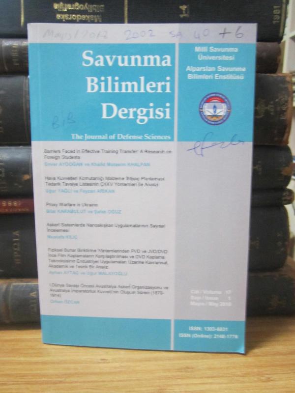 Milli Savunma Üniversitesi Alparslan Savunma Bilimleri Enstitüsü Savunma Bilimleri Dergisi 2018 Cilt 17 Sayı 1