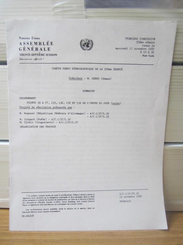 Nations Unies Assemblee Generale Trente-Septieme Session Documents Officiels - Compte Rendu Stenographique de la 35eme Seance - M. GBEHO - 1982
