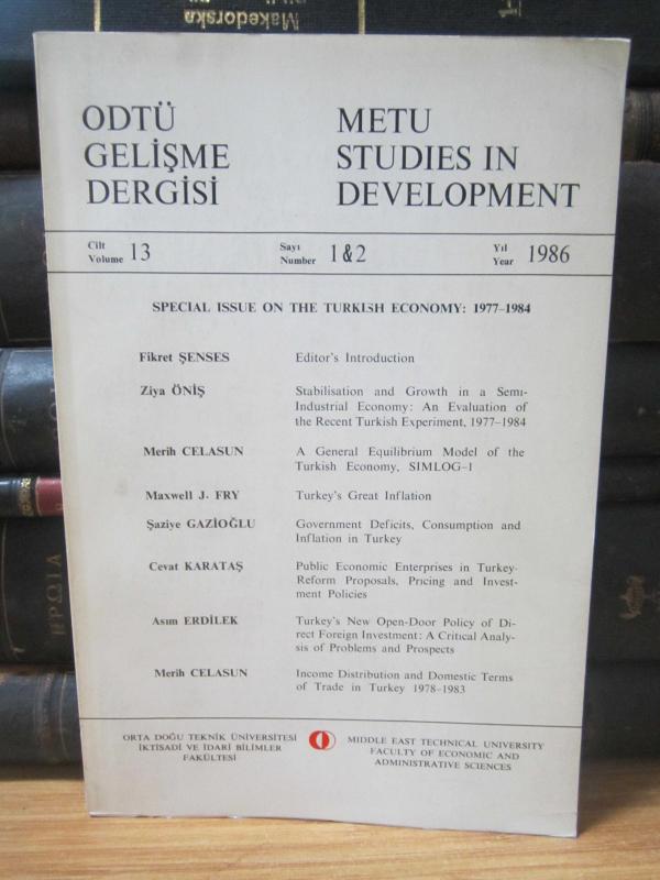 ODTÜ Gelişme Dergisi Cilt 13 Sayı 1 & 2 - Yıl 1986