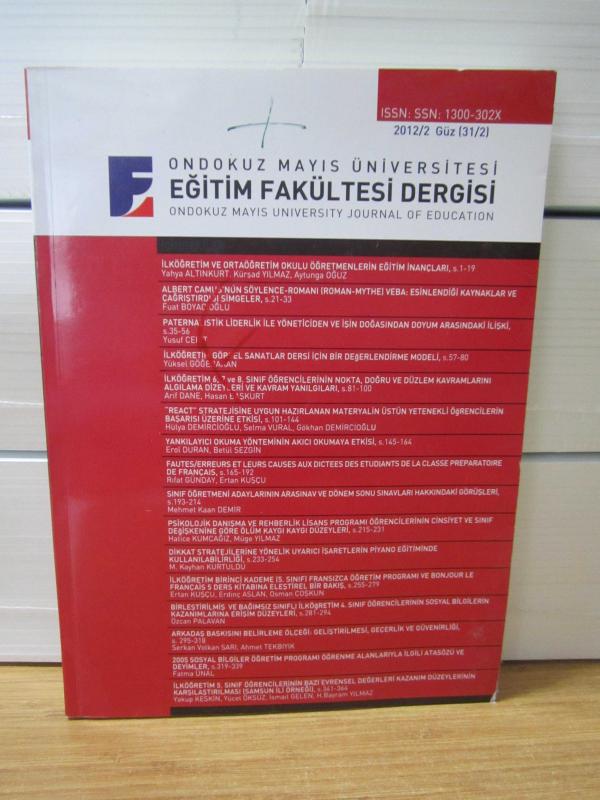 Ondokuz Mayıs Üniversitesi Eğitim Fakültesi Dergisi - 2012/2 Güz (31/2)