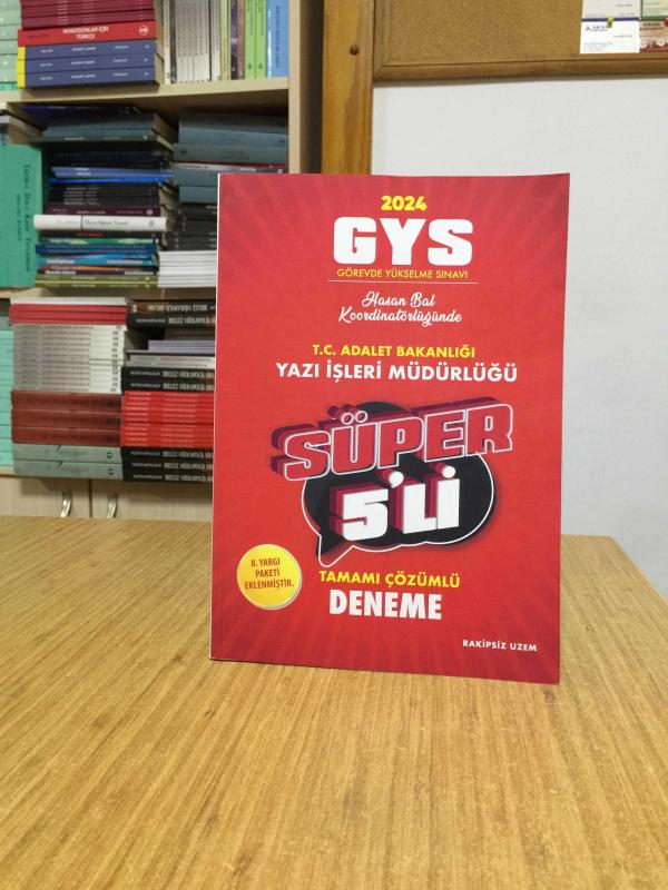 Rakipsiz UZEM 2024 GYS Adalet Bakanlığı Yazı İşleri Müdürlüğü Süper 5'li Deneme Çözümlü Dizgi Kitap