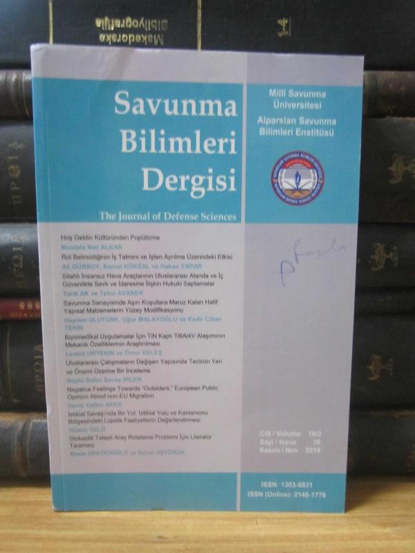 Savunma Bilimleri Dergisi - Cilt 18 Sayı 1 - Mayıs 2019 - Milli Savunma Üniversitesi Alparslan Savunma Bilimleri Enstitüsü