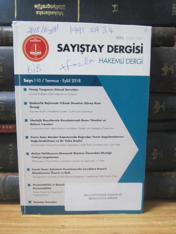 Sayıştay Dergisi - Sayı 110 - Temmuz Eylül 2018