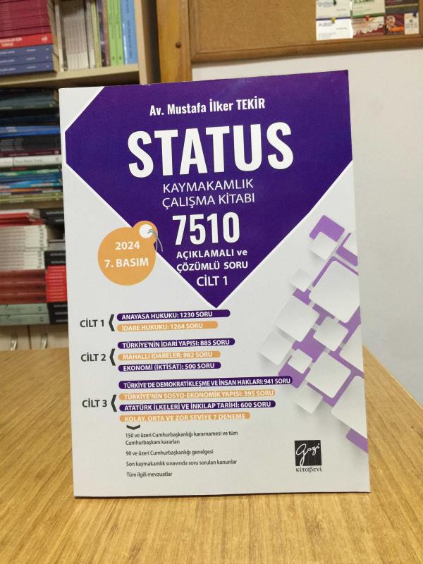 Status Kaymakamlık Çalışma Kitabı 7510 Açıklamalı Ve Çözümlü Soru (CİLT 1) Gazi Kitabevi 7.BASKI