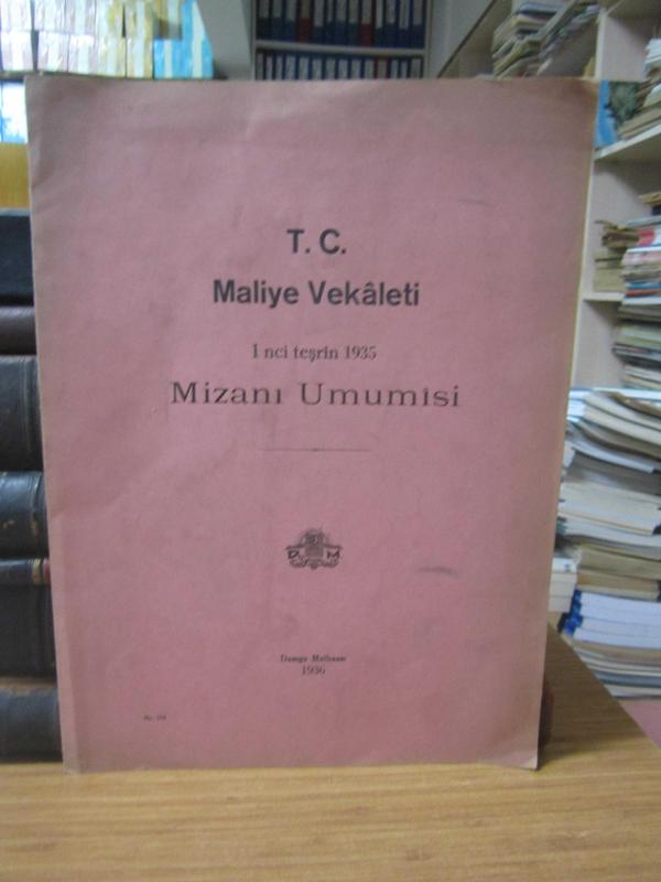 T.C. Maliye Vekaleti 1 nci Teşrin 1935 Mizanı Umumisi