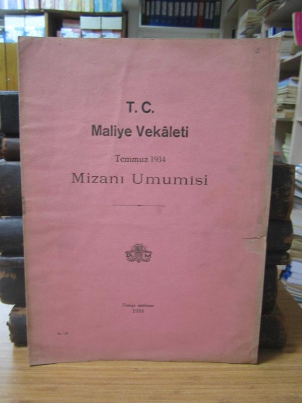 T.C. Maliye Vekaleti Temmuz 1934 Mizanı Umumisi