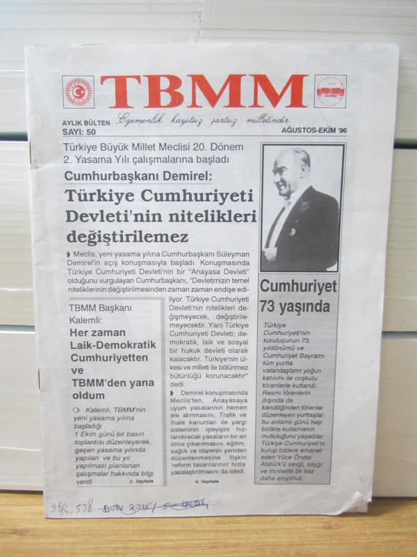 TBMM Aylık Bülten - Sayı 50 - Ağustos-Ekim 1996