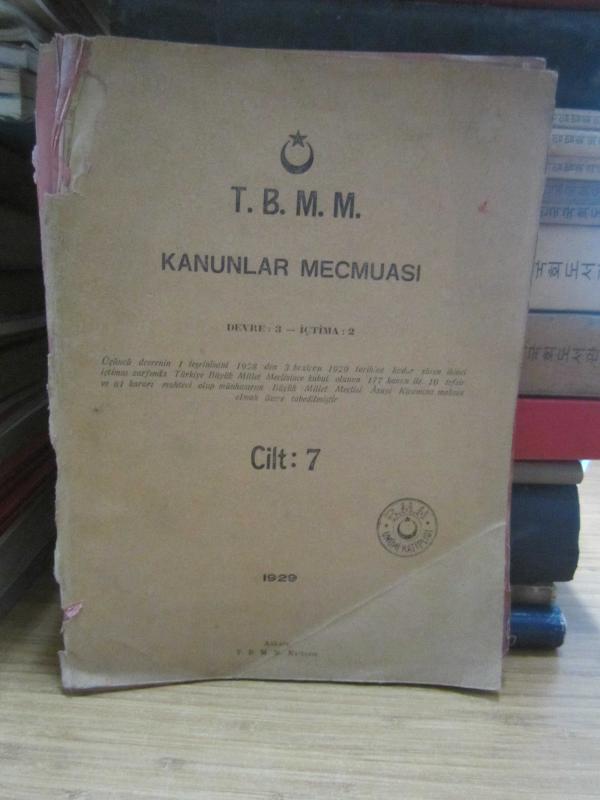 TBMM Kanunlar Mecmuası Cilt 7 Devre 3 İçtima 2 1929