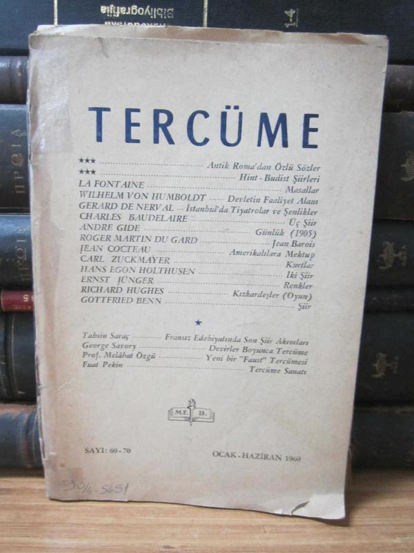 Tercüme Dergisi - Cilt 14 Sayı 69-70 - Ocak Haziran 1960