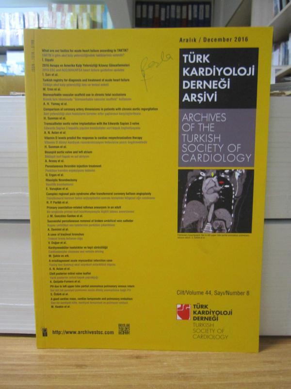 Türk Kardiyoloji Derneği Arşivi - Cilt 44 Sayı 8 - Aralık 2016