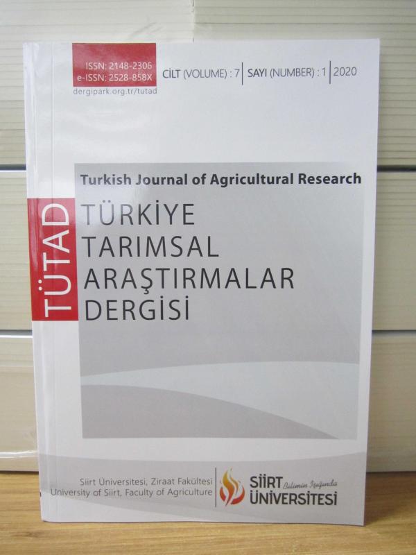 TÜTAD Türkiye Tarımsal Araştırmalar Dergisi - Cilt 7 Sayı 1 - Yıl 2020 - Siirt Üniversitesi Ziraat Fakültesi