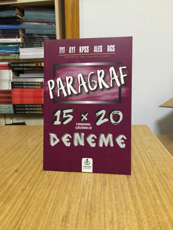 TYT AYT ALES DGS KPSS Paragraf 15x20 Tamamı Çözümlü Deneme Kaptan Akademi Yayınları (2021)