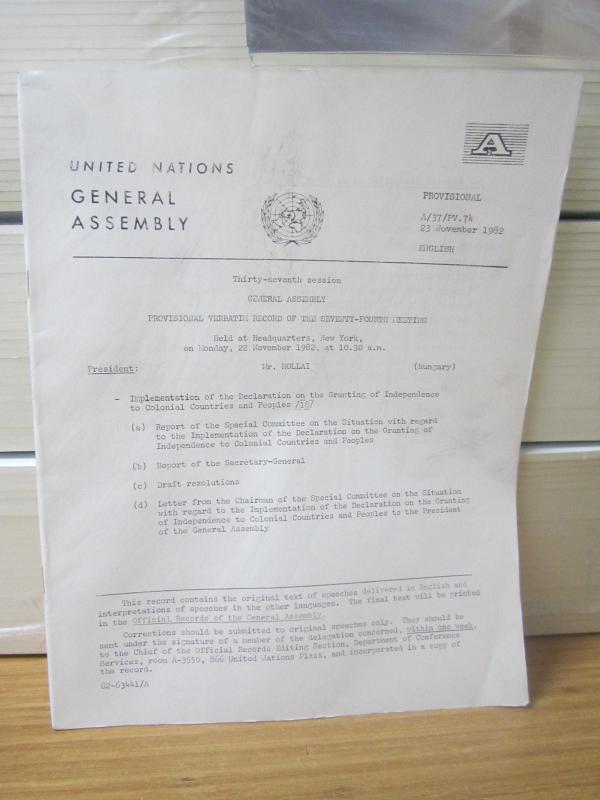 United Nations General Assembly Provisional - 23 November 1982 - Provisional Verbatim Record of the 73th Meeting - A/37/PV.74