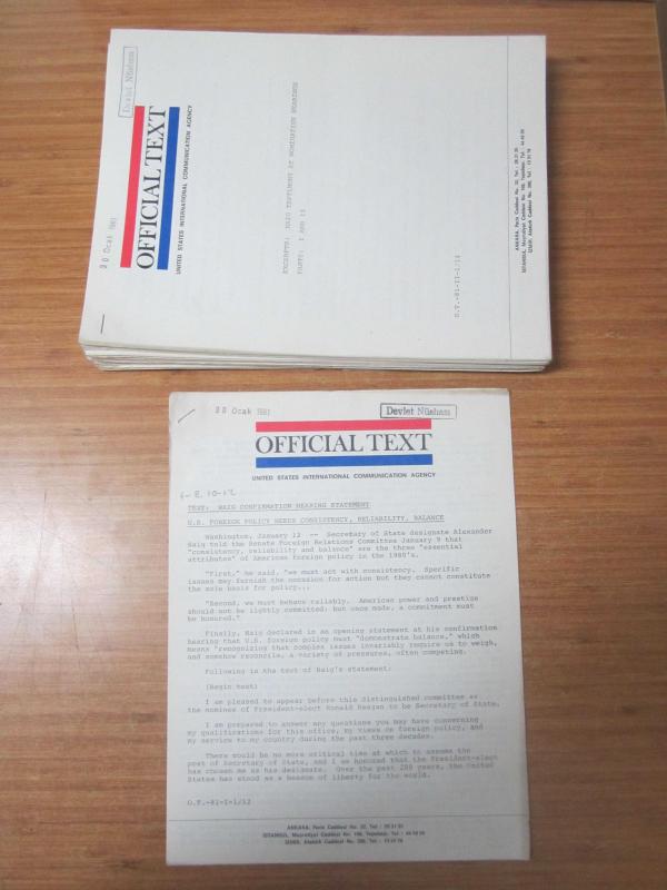 United States Information Service Official Text - 33 Issues - 1981