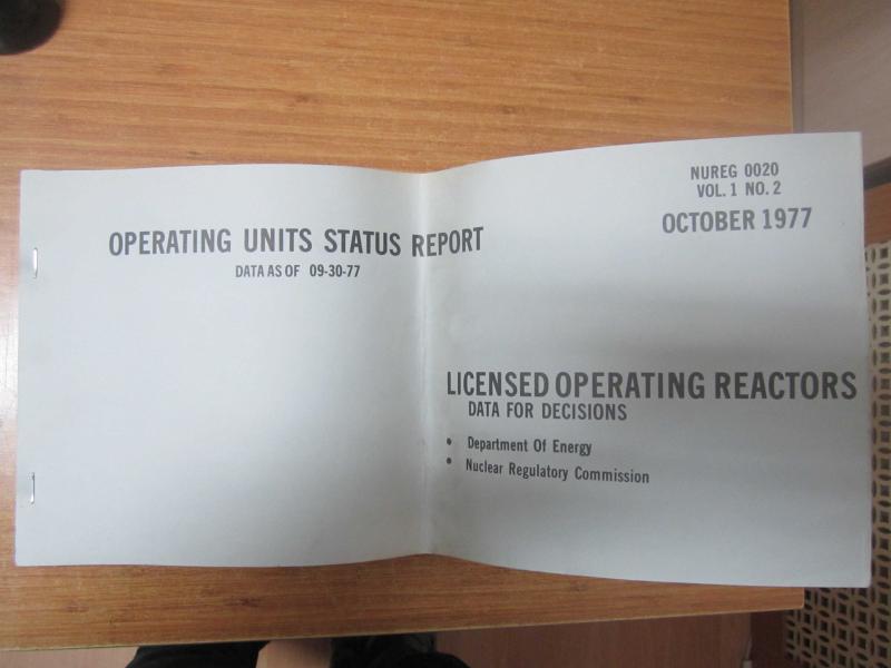 US Nuclear Regulatory Commission - Operating Units Status Report data as of 09-30-77 - October 1977 - Vol 1 No 2 - NUREG-0020