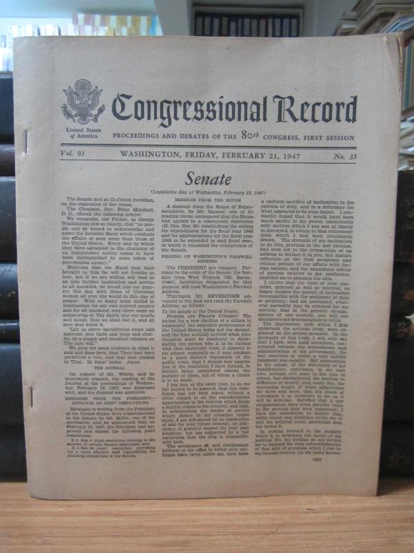 USA - Congressional Record - Vol 93 - No 35 - February 21, 1947