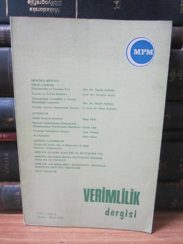 Verimlilik Dergisi - Cilt 1 Sayı 2 - Ocak Mart 1972 - Milli Prodüktivite Merkezi