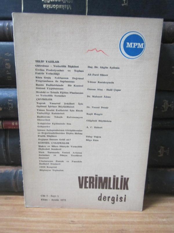Verimlilik Dergisi - Cilt 2 Sayı 1 - Ekim Aralık 1972 - Milli Prodüktivite Merkezi