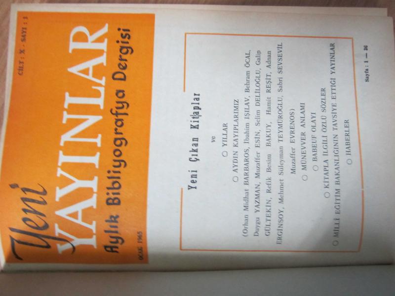 Yeni Yayınlar Aylık Bibliyografya Dergisi -  Ocak - Aralık 1965 - Kırmızı Ciltli