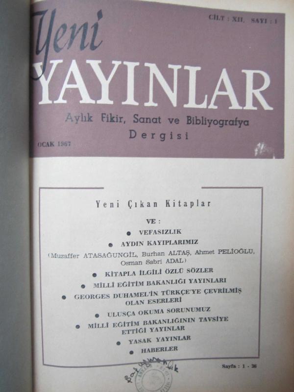 Yeni Yayınlar Aylık Bibliyografya Dergisi -  Ocak - Aralık 1967 - Ciltli